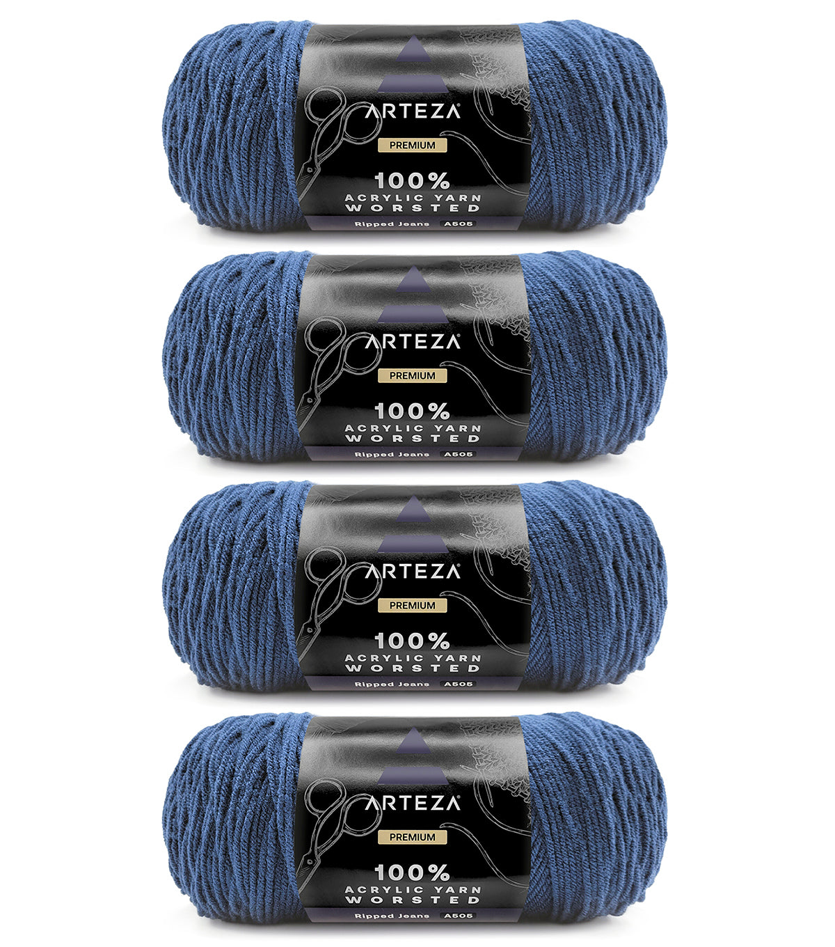 100% Acrylic Yarn, Worsted - 4 Pack