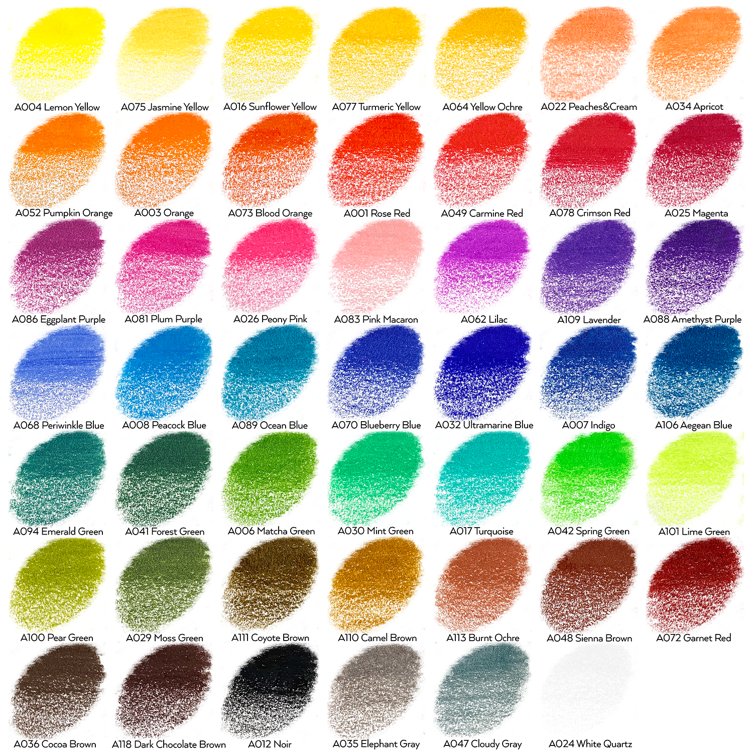 AKU World Expert Colored Pencils Set of 48 Color Chart
