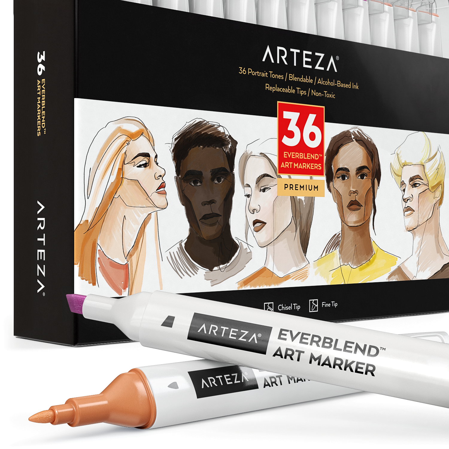 Arteza EverBlend Ultra Art Markers, Architect Tones - Set of 36