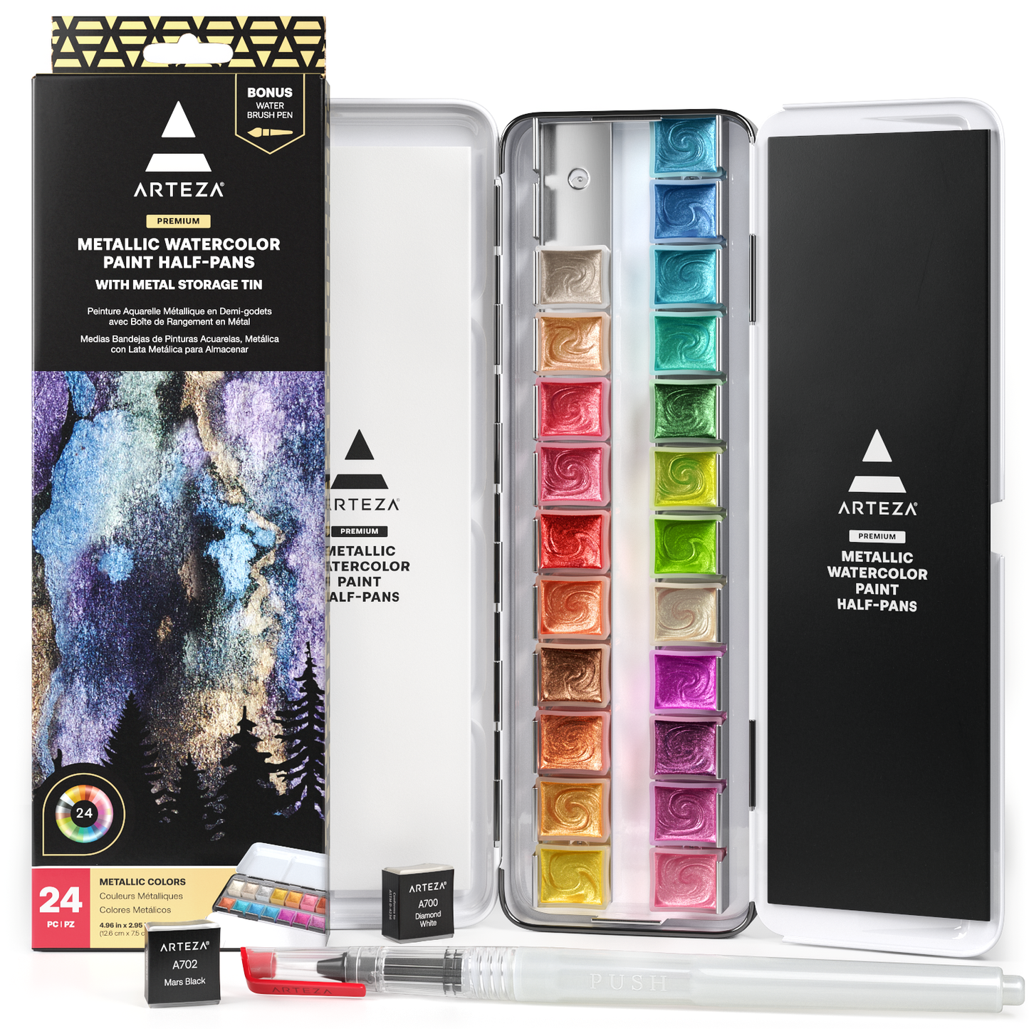 40 Colors Metallic Watercolor Paint Set, Metallic Watercolour Paints