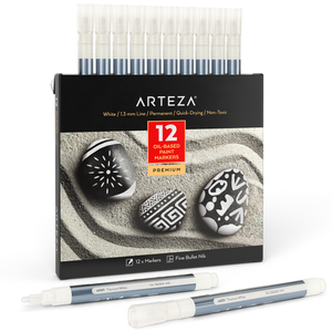  ARTEZA Pastel Oil-Based Markers, 8-Pack, 2.5 mm Line, Large  Barrel, Quick-Drying Permanent Marker Pens with Bullet Nib, Craft and Art  Supplies for Stone, Wood, Glass, and Metal Painting : Arts