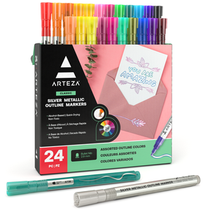 Arteza Felt Tip Pens, Set of 12 Pastel Brush Tip Calligraphy Pens for Note Taking, Sketching, Cross-Hatching, and Outlining, Dye-Based Ink, smear-free