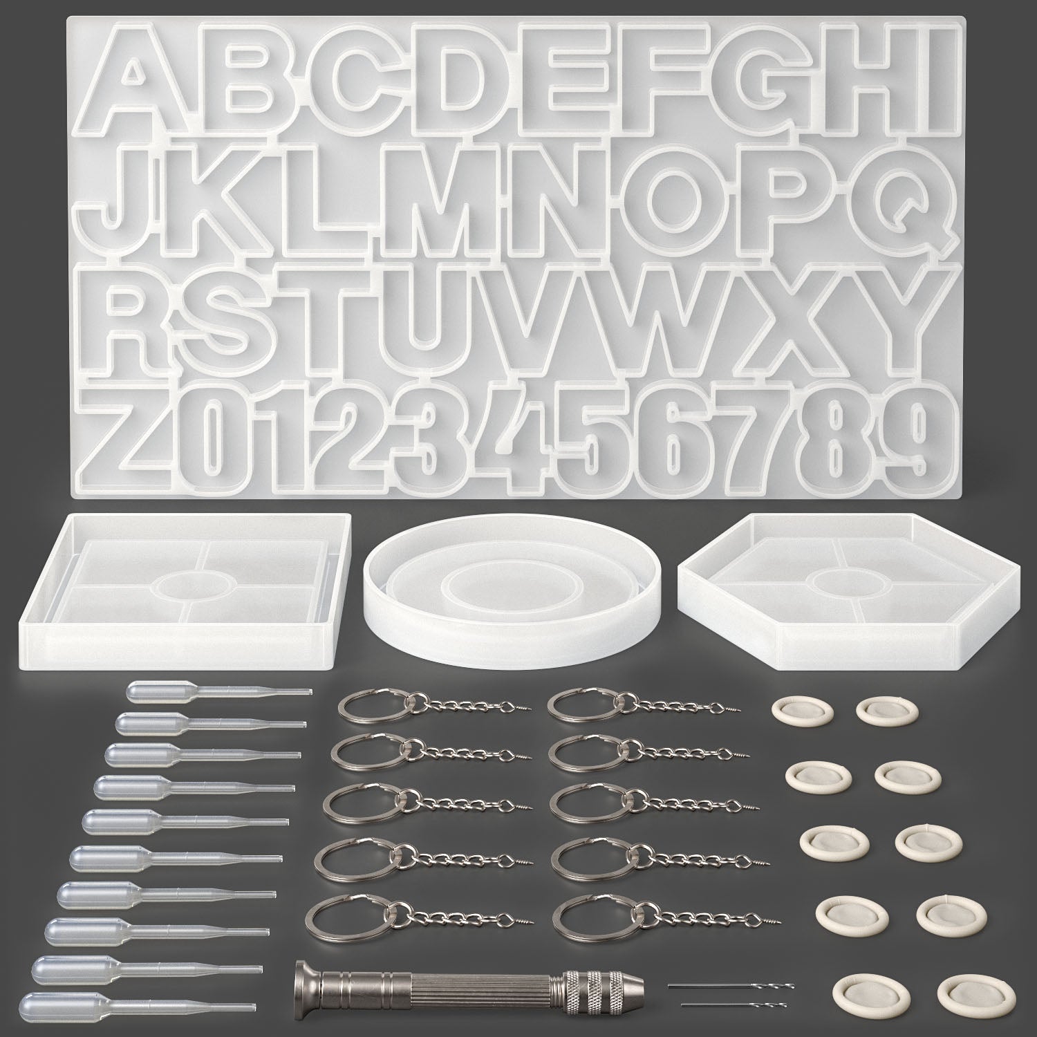 Alphabet Resin Silicone Molds Letter Number Epoxy Mould DIY Jewelry  Keychain kit