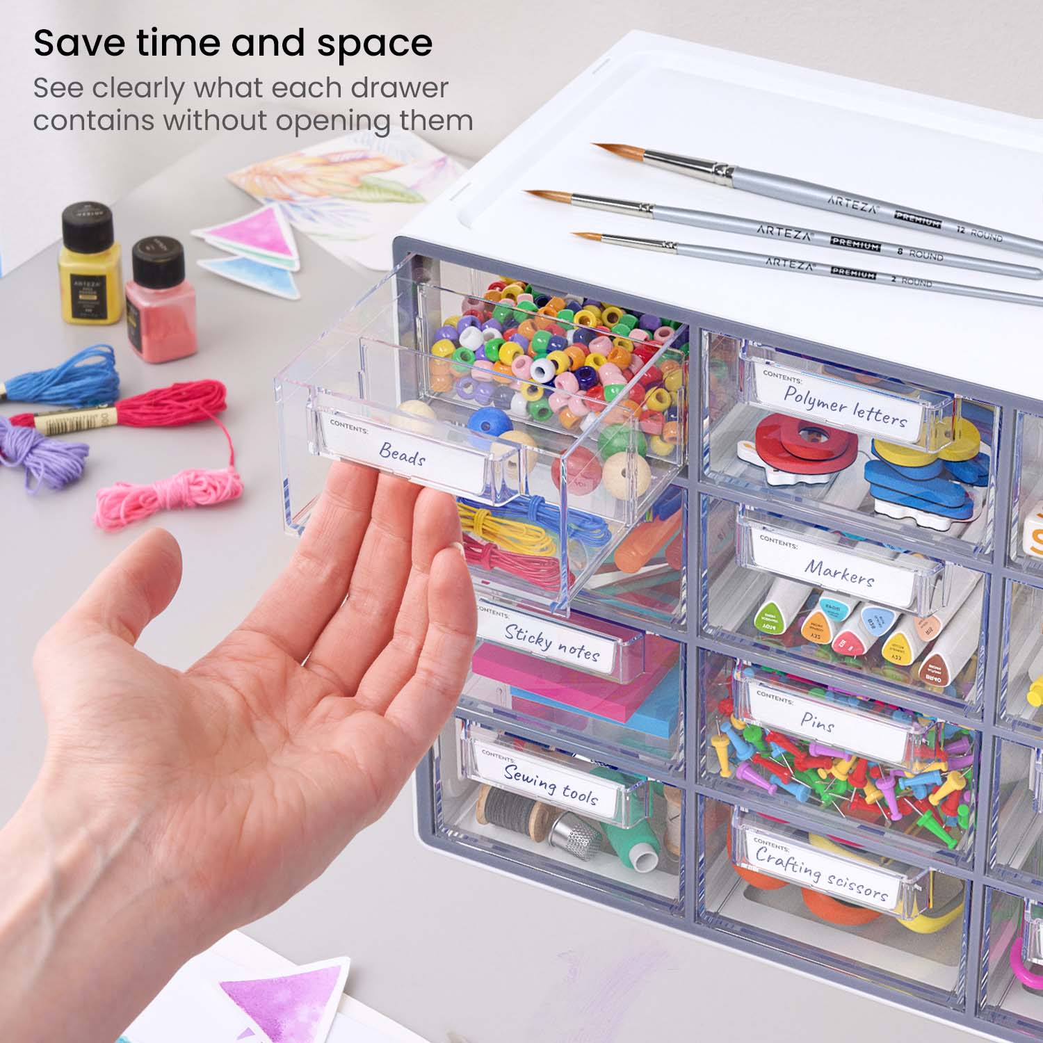 Plastic Storage Drawers – 42 Compartment Organizer – Desktop or Wall Mount  Container for Hardware, Parts, Crafts, Beads, or Tools by Stalwart, 10