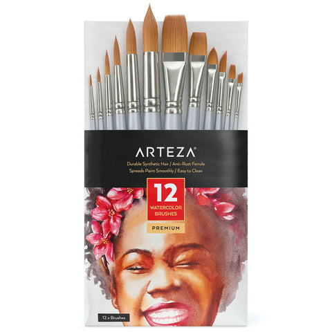 Acrylic & Oil Paint Brushes - Set of 12 | Arteza