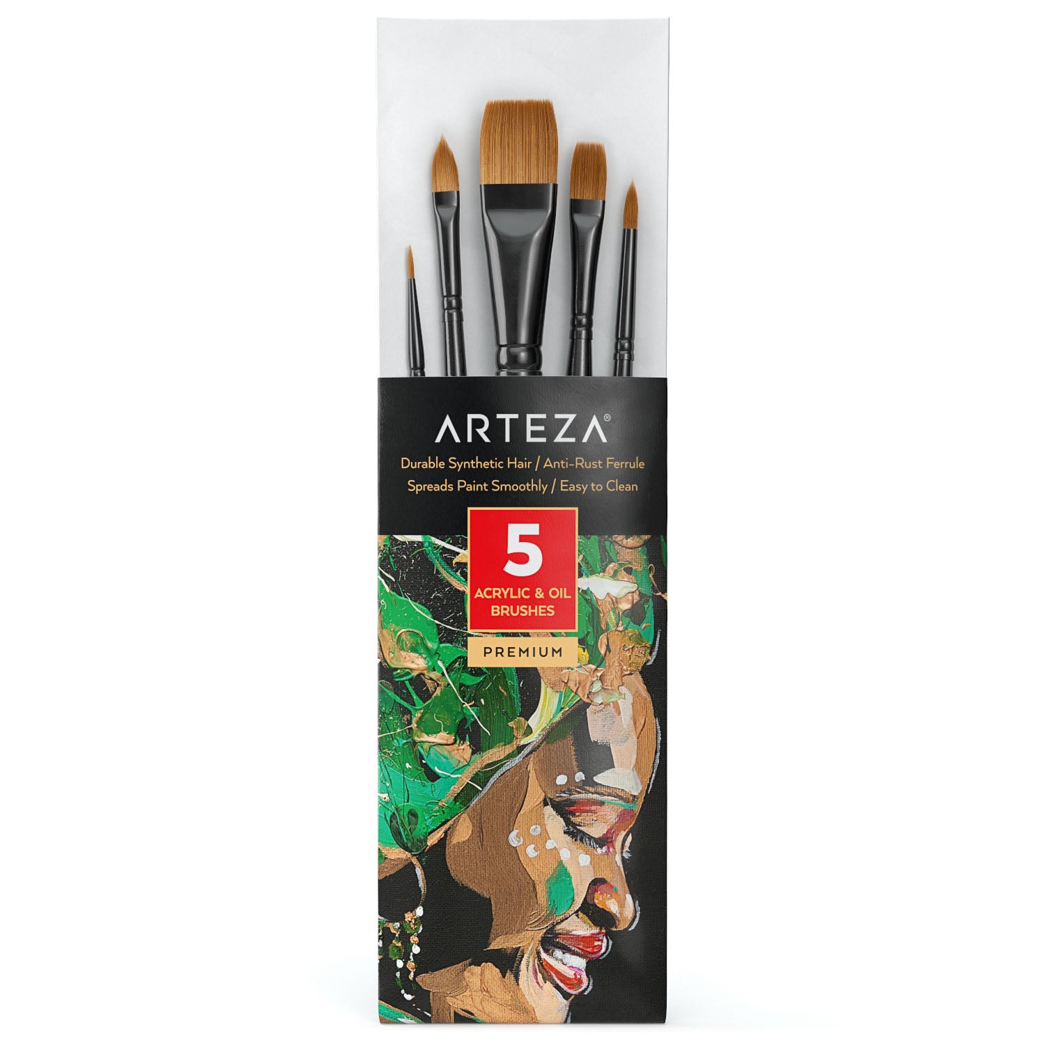 Arteza Acrylic and Oil Paint Brushes Set of 5