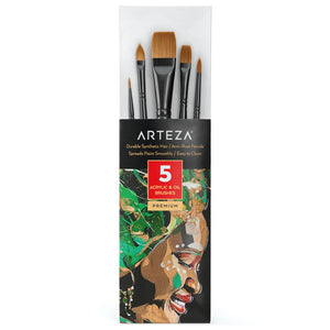Acrylic & Oil Paint Brushes - Set of 5