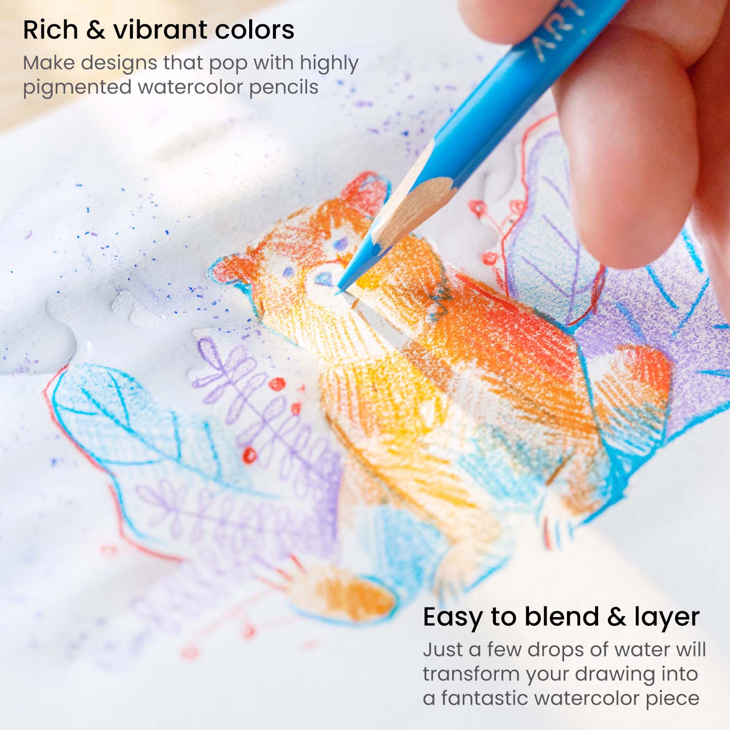 Arteza Watercolor Pencils, 72 Assorted Colors, Triangular Shape