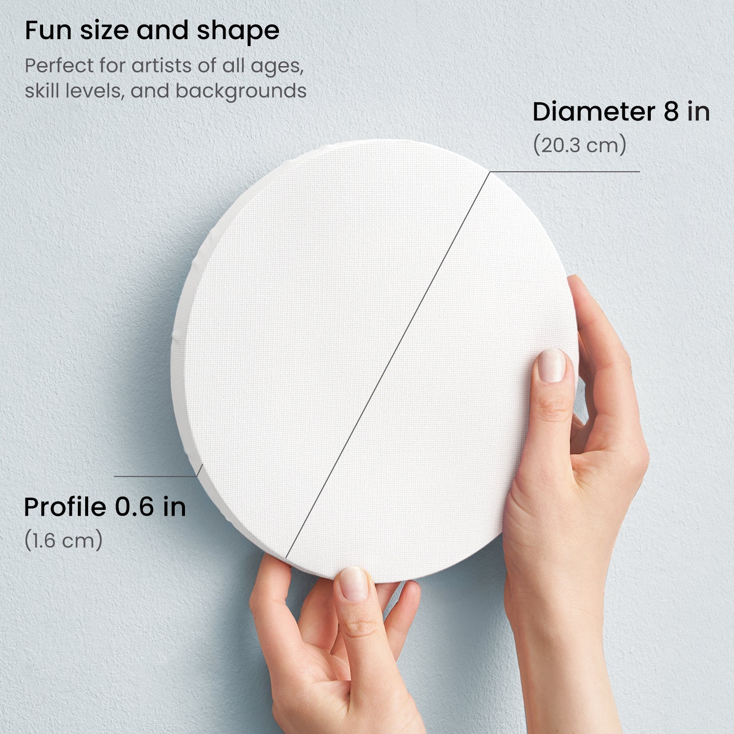 BESPORTBLE 8Inch Round Stretched Canvas, 3Pcs Professional Stretched Circle  Canvas Board for Painting