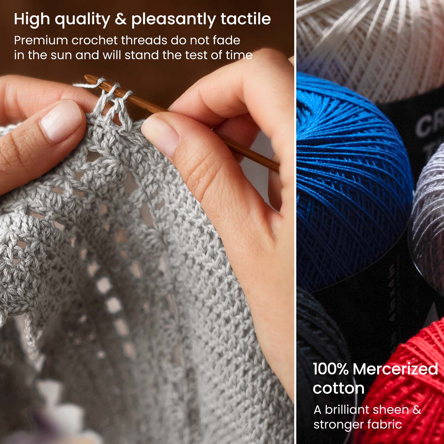 Crochet Thread, 100% Mercerized Cotton, Dark Colors - Set of 6 –