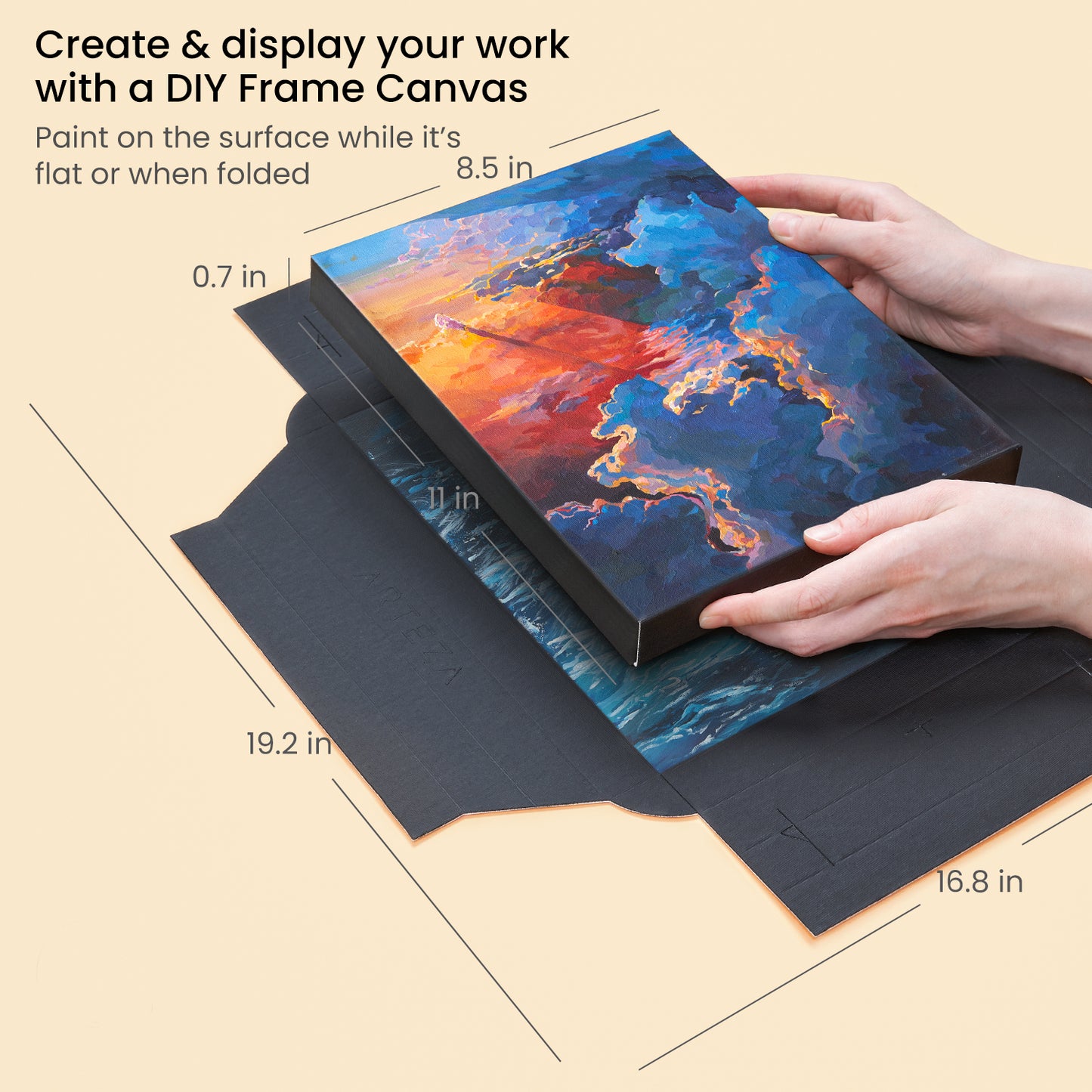 DIY Foldable Canvas Frame, Black, 8.5" x 11" - 5 Sheets
