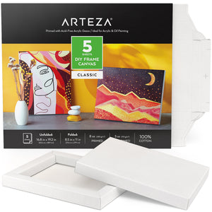 Arteza Canvas Pad, 9 x 12 Inches, 10 Sheets, 100% Cotton, 12.3-oz Gesso  Primed, Glue-Bound Canvas Paper for Oil and Acrylic Painting, Art Supplies  for Mixed Media Techniques : : Home