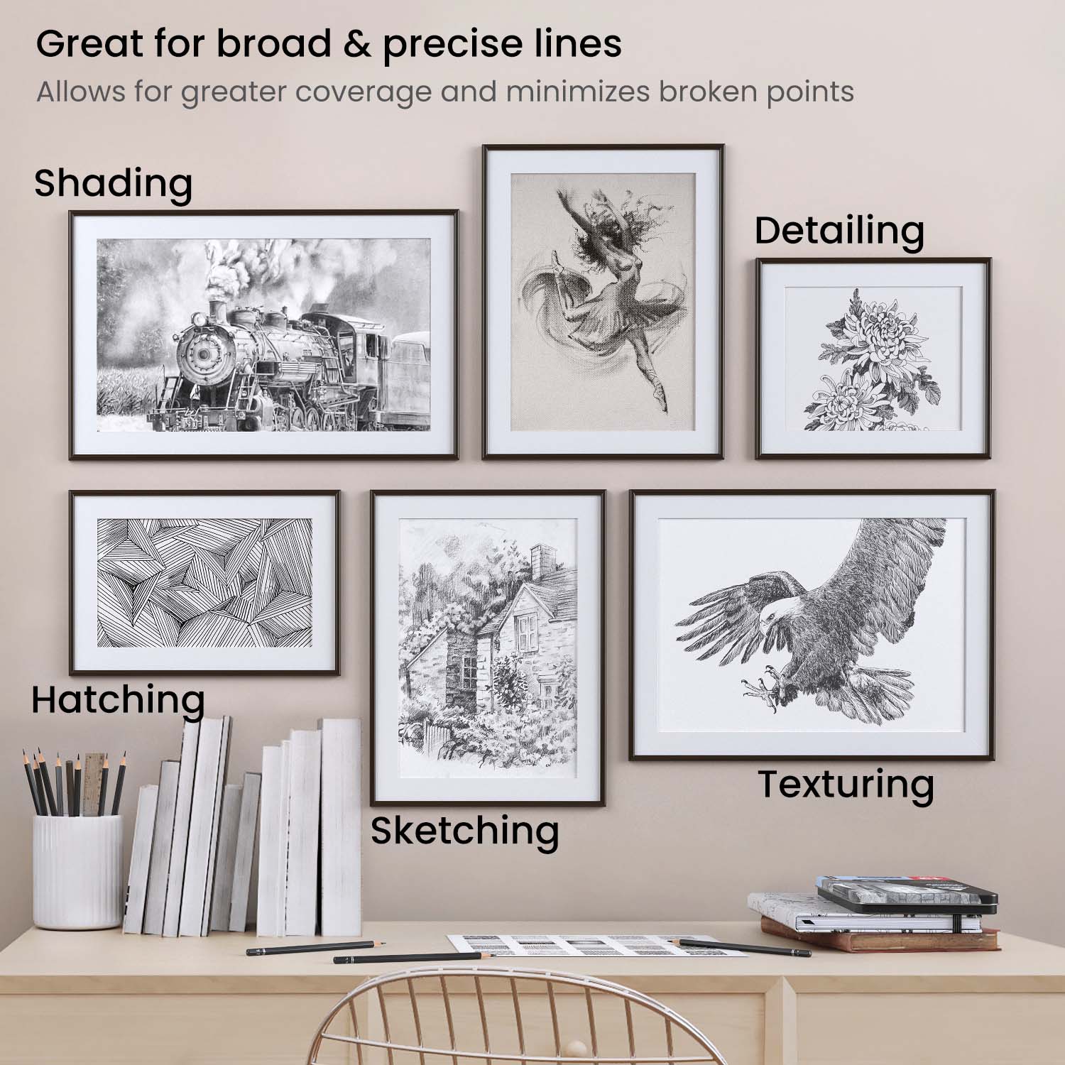 Sketching, Detailing, Texturing, Shading, and Hatching with Pro Series Drawing Pencils