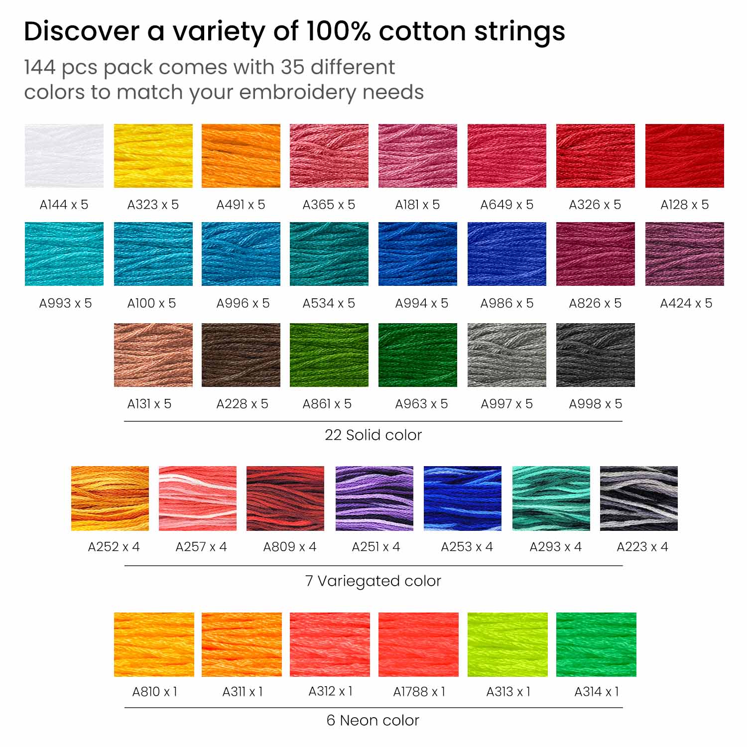 Variegated Floss bundle of 4 colors, 7