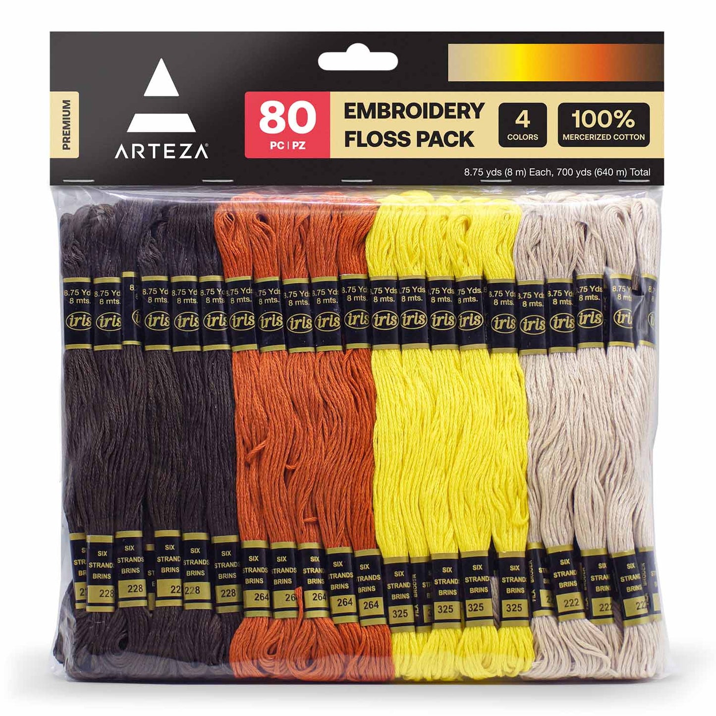 Embroidery Floss, Brown, Yellow & Orange Tones - 80 Pieces