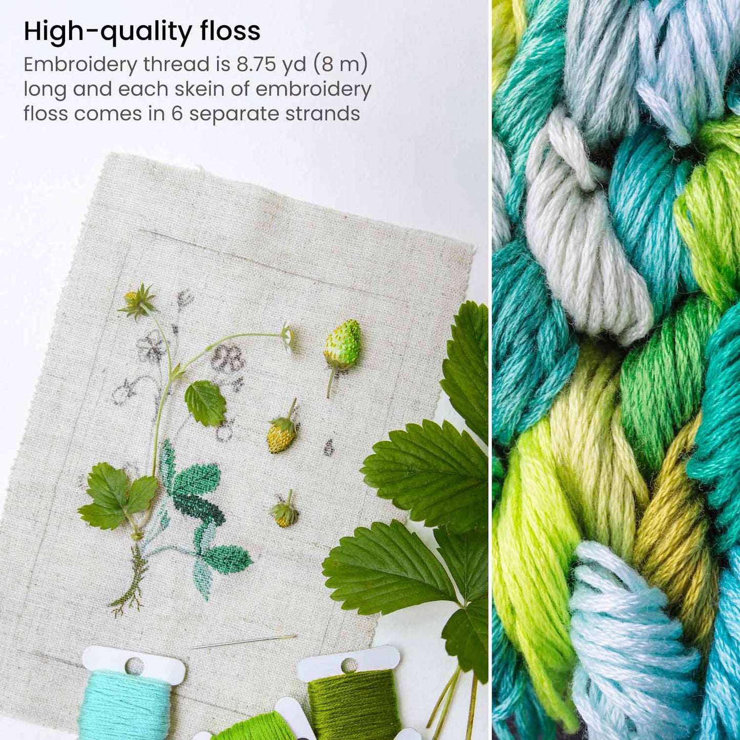 Embroidery Floss, Green Tones - 80 Pieces