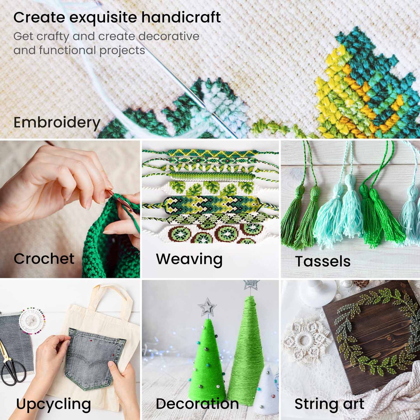 Embroidery Floss, Green Tones - 80 Pieces