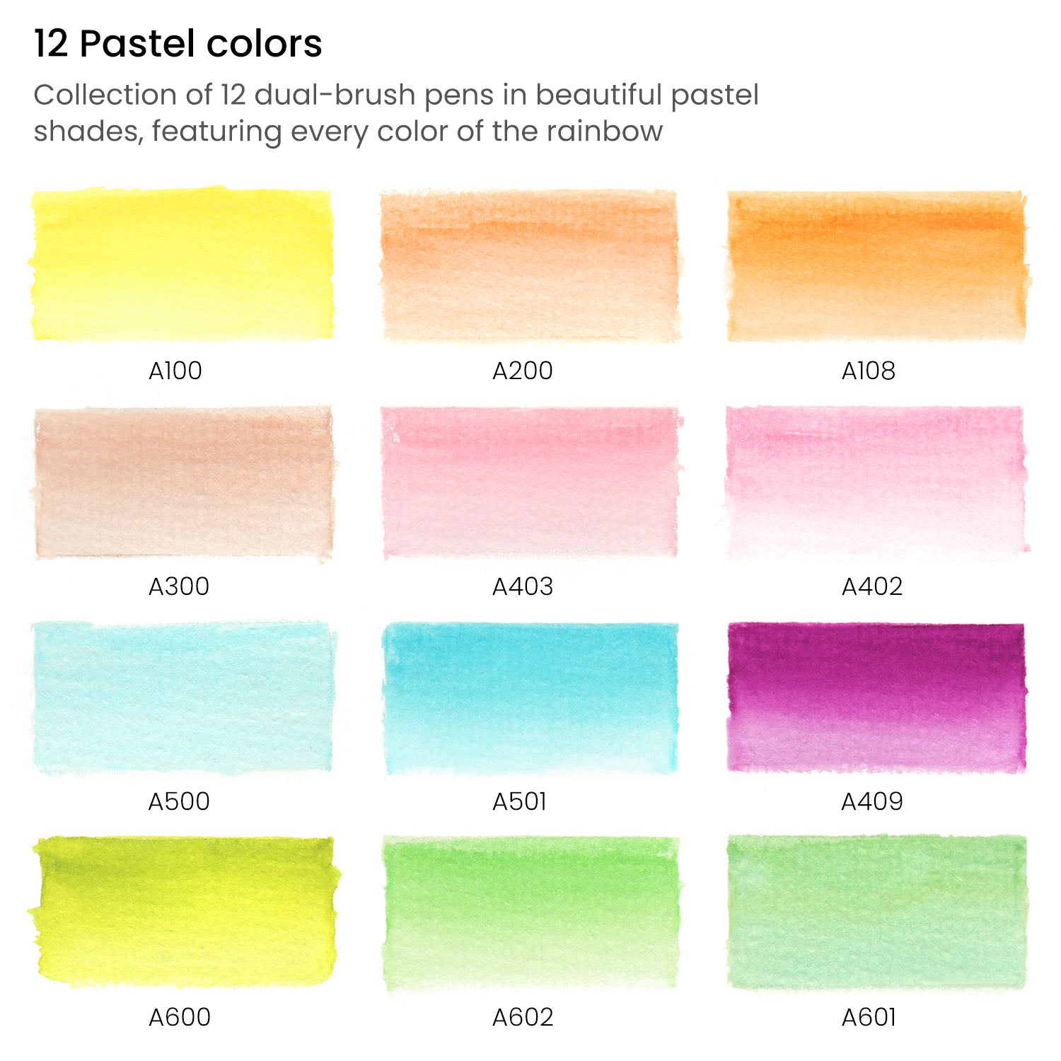 EverBlend Ultra Art Markers, Brush Nib, Pastel Colors - Set of 12 | Arteza