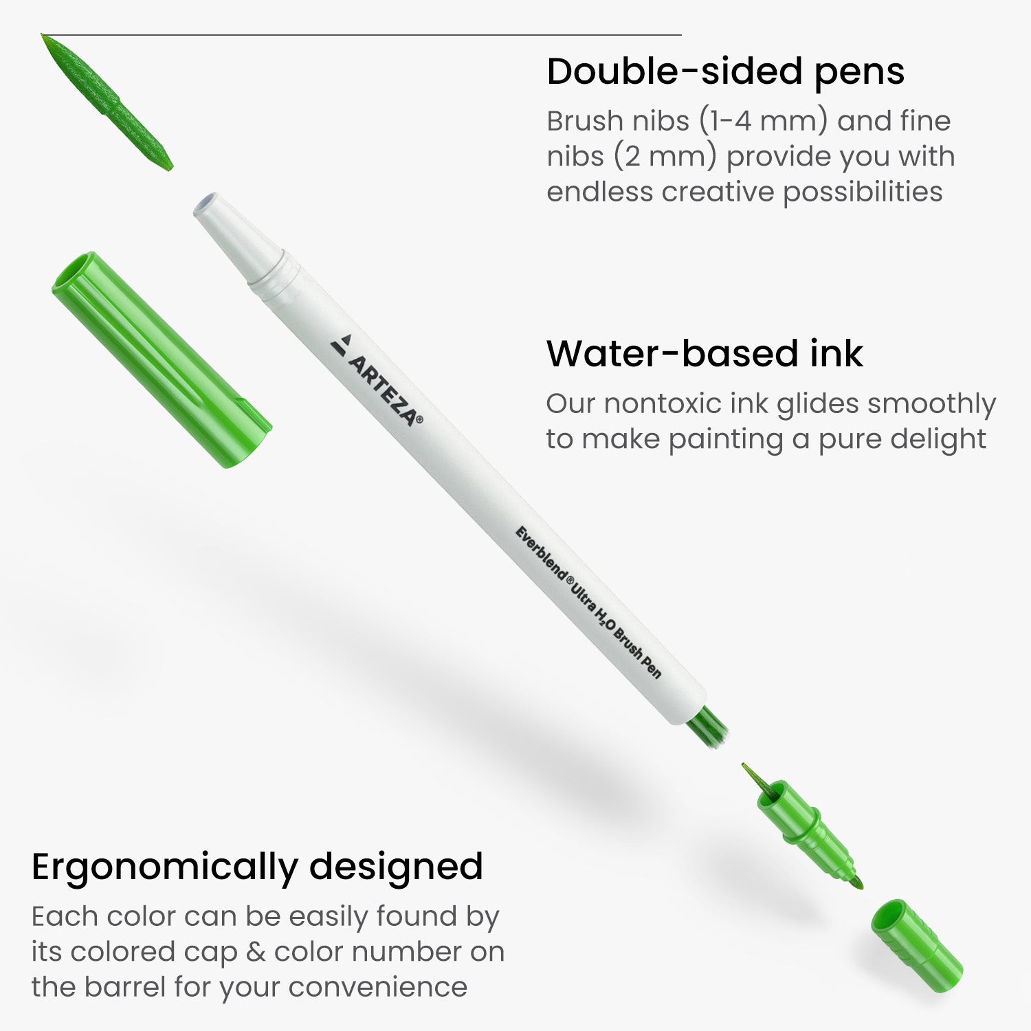 Arteza Review: Felt Brush Pens & Everblend H2O Markers 