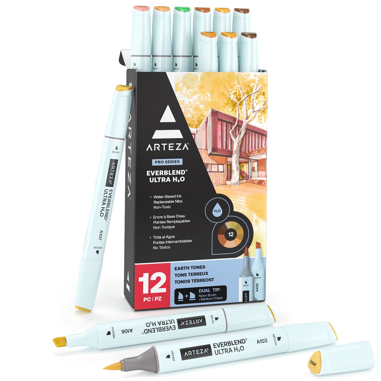 EverBlend™ Ultra H2O Markers, Earth Tones, Dual-Tip  - Set of 12