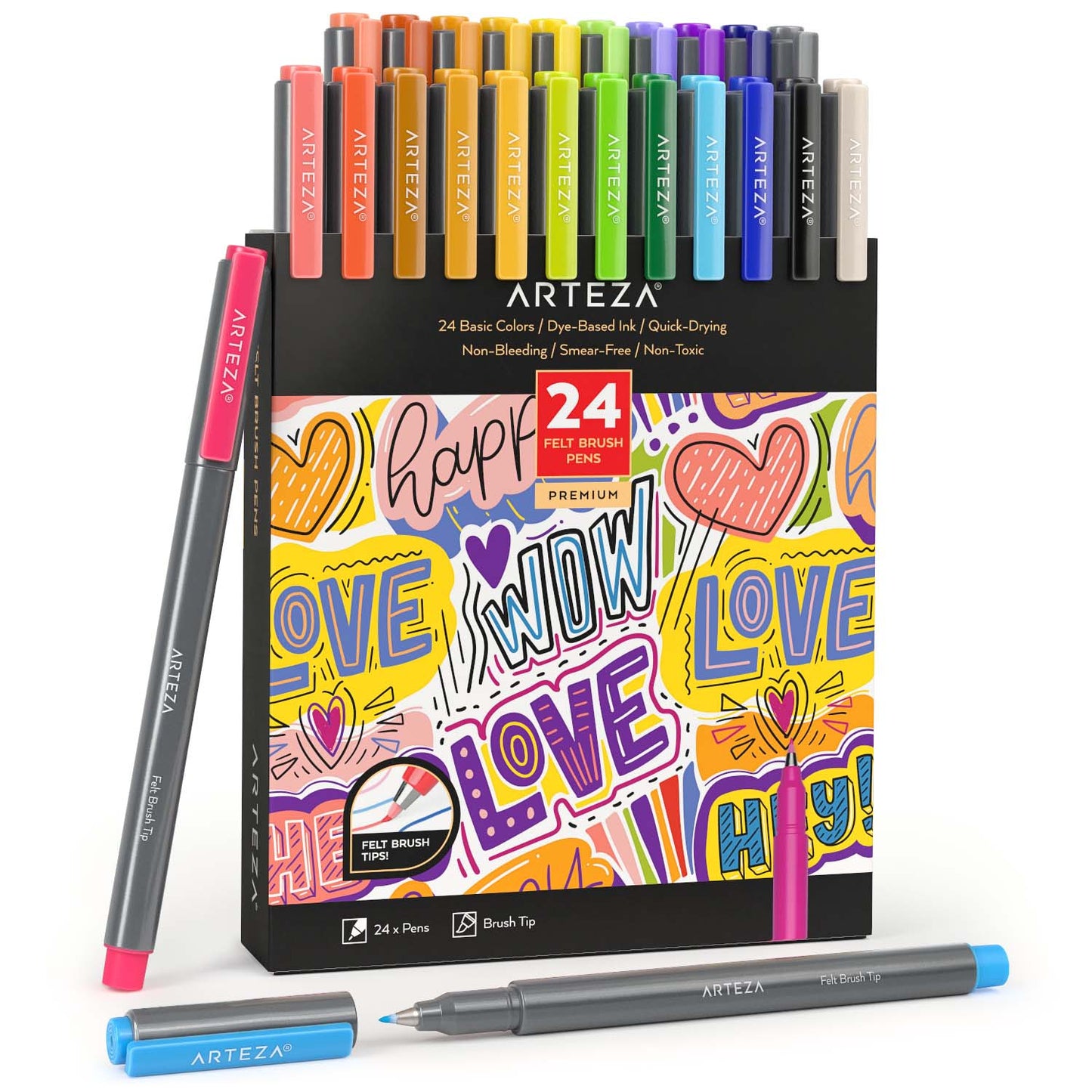 Basics Felt Tip Marker Pens - Assorted Color 12-Pack