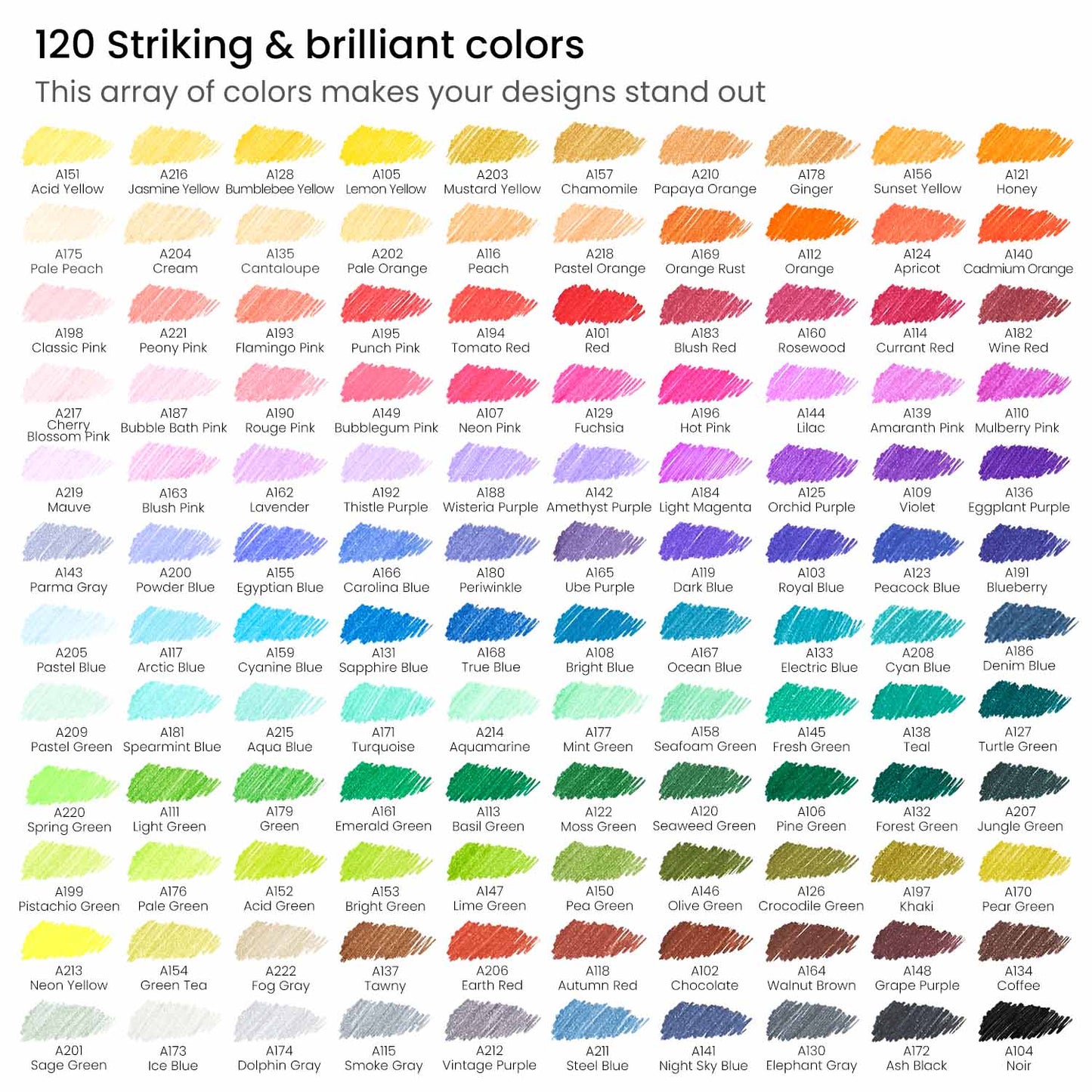 Color Chart Inkonic Fineliner Pens