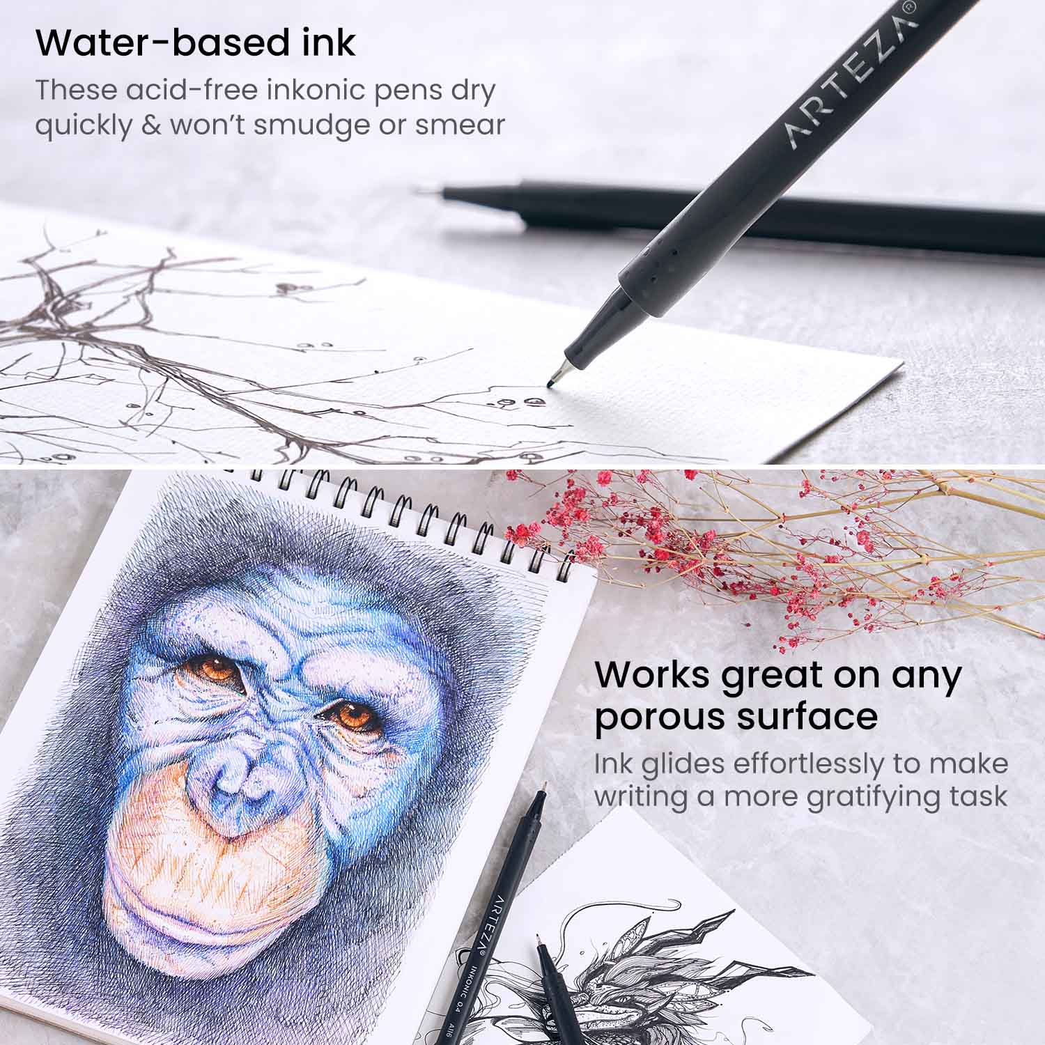 Water Based Ink Inkonic Fineliner Pens