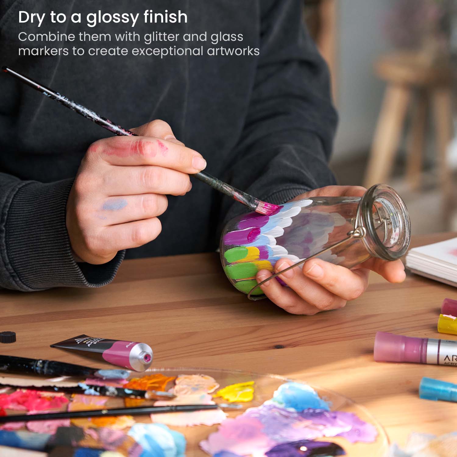 Glass Paint, 12 Colors Vibrant Glass Paint for Wine Glasses