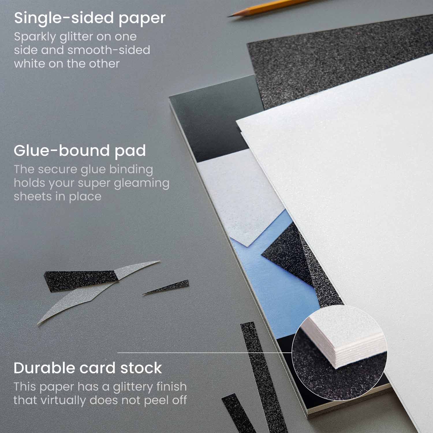 Easy Cut - Silver Ultra Fine Glitter Paper - Self Adhesive - 12x12