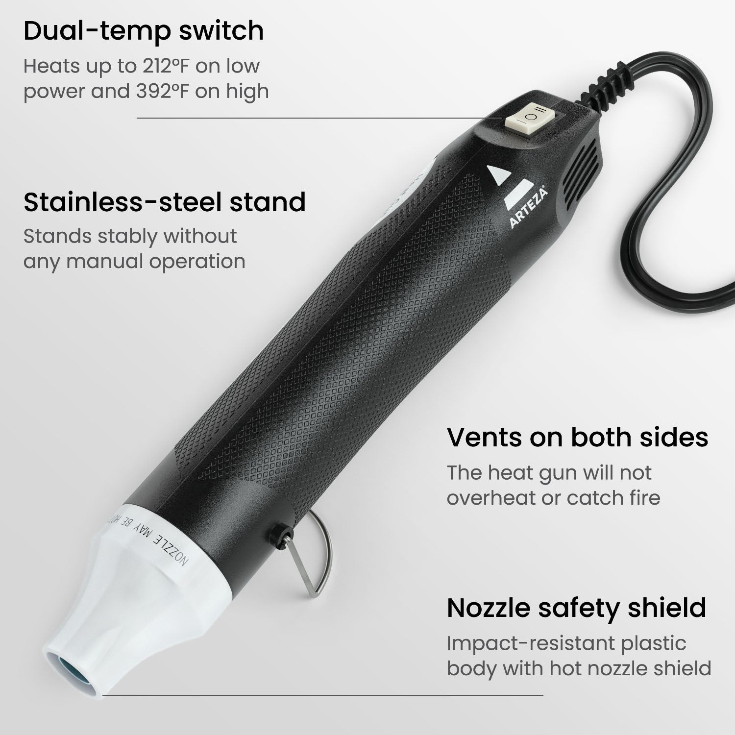 Dual-Temp Shrink Wrap Heat Gun, Black