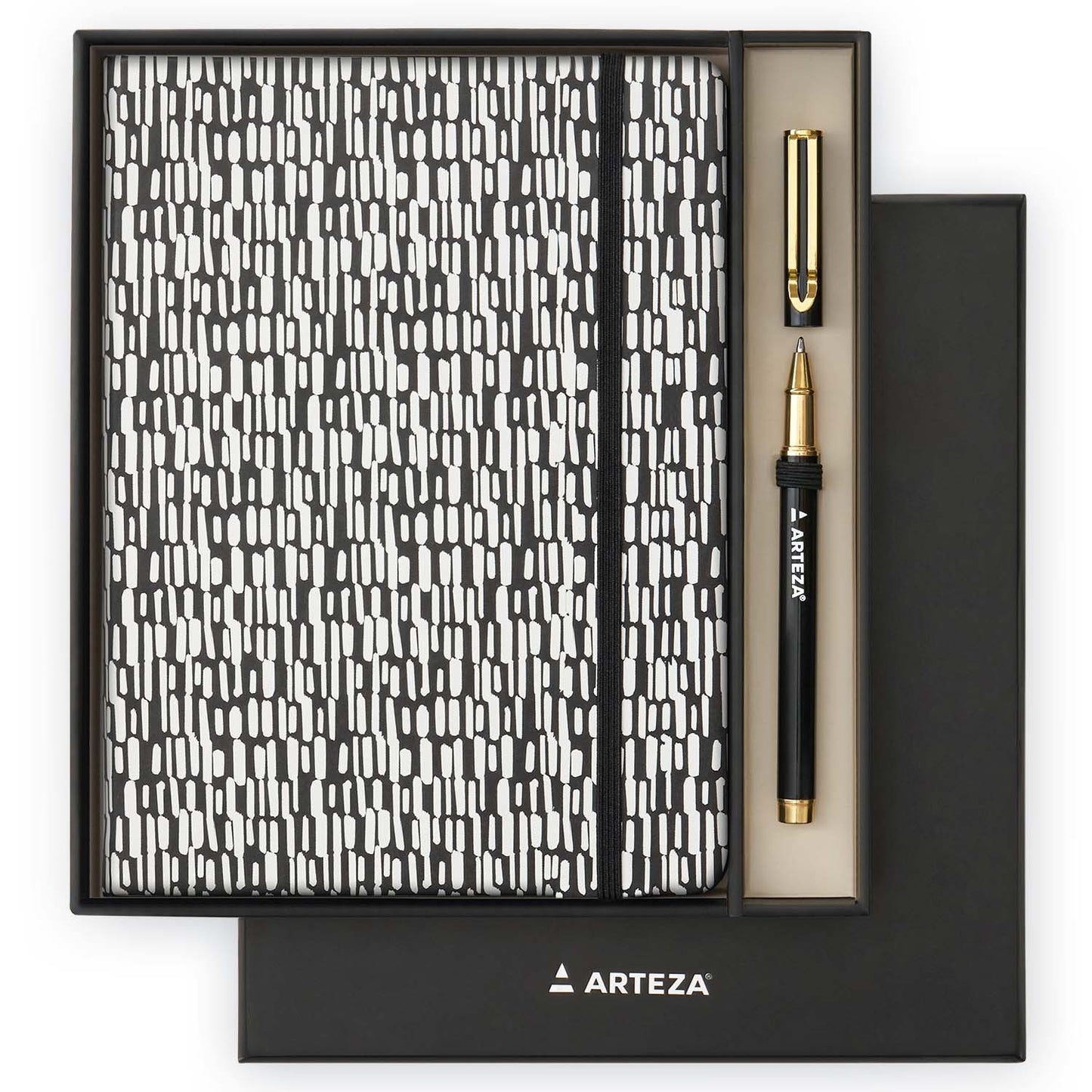 Hardcover Journal Gift Set, White & Black Design