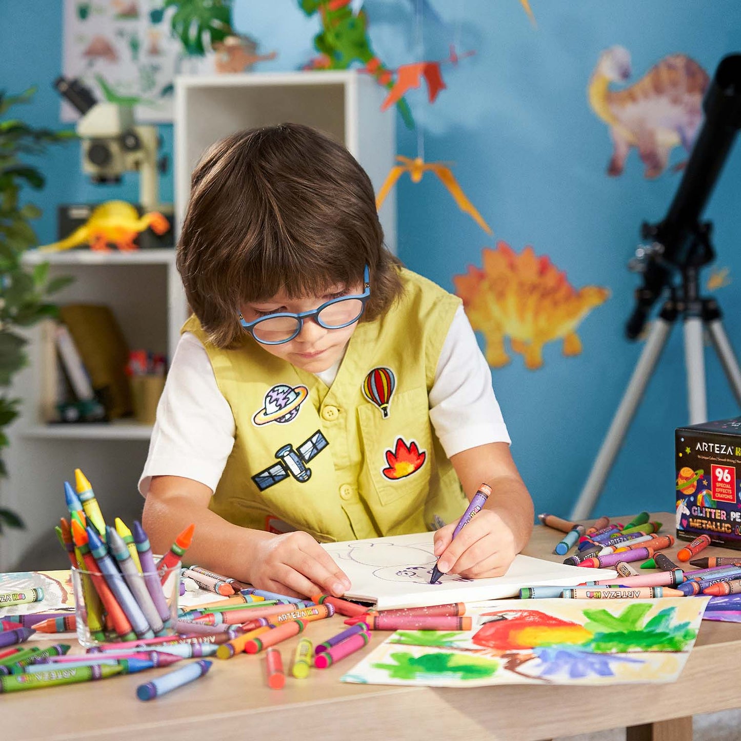 Arteza Kids Crayons, Assorted Colors, Metallic, Neon, Pearl & Glitter - 96  Pack : Target