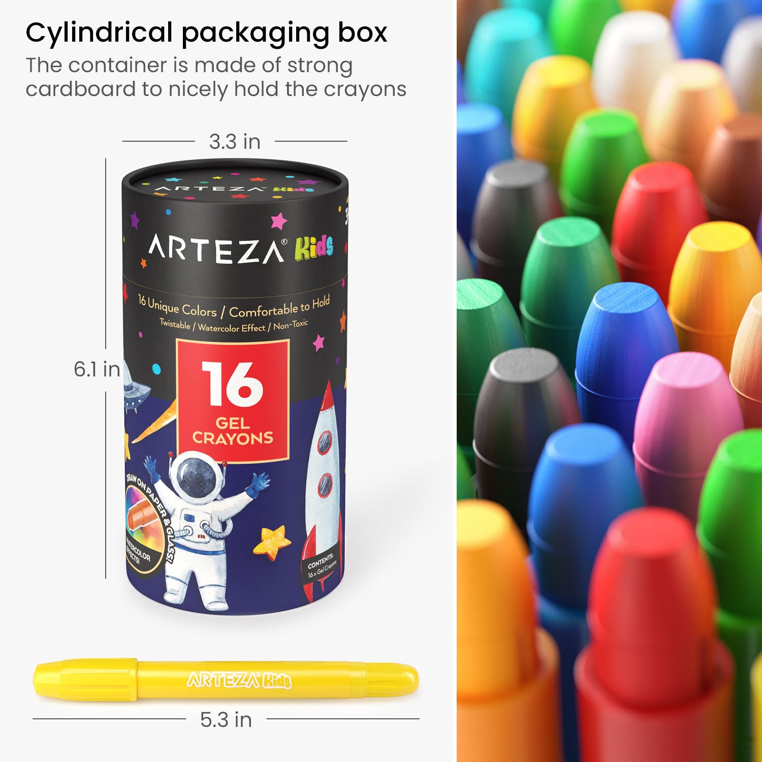Size and Package Kids Twistable Gel Crayons