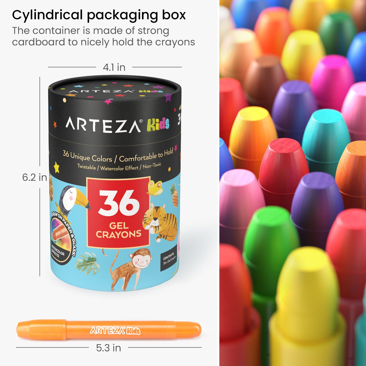 Arteza Kids Crayons, Assorted Colors, Metallic, Neon, Pearl