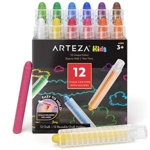 Arteza Kids Chalk with Holders Set of 12