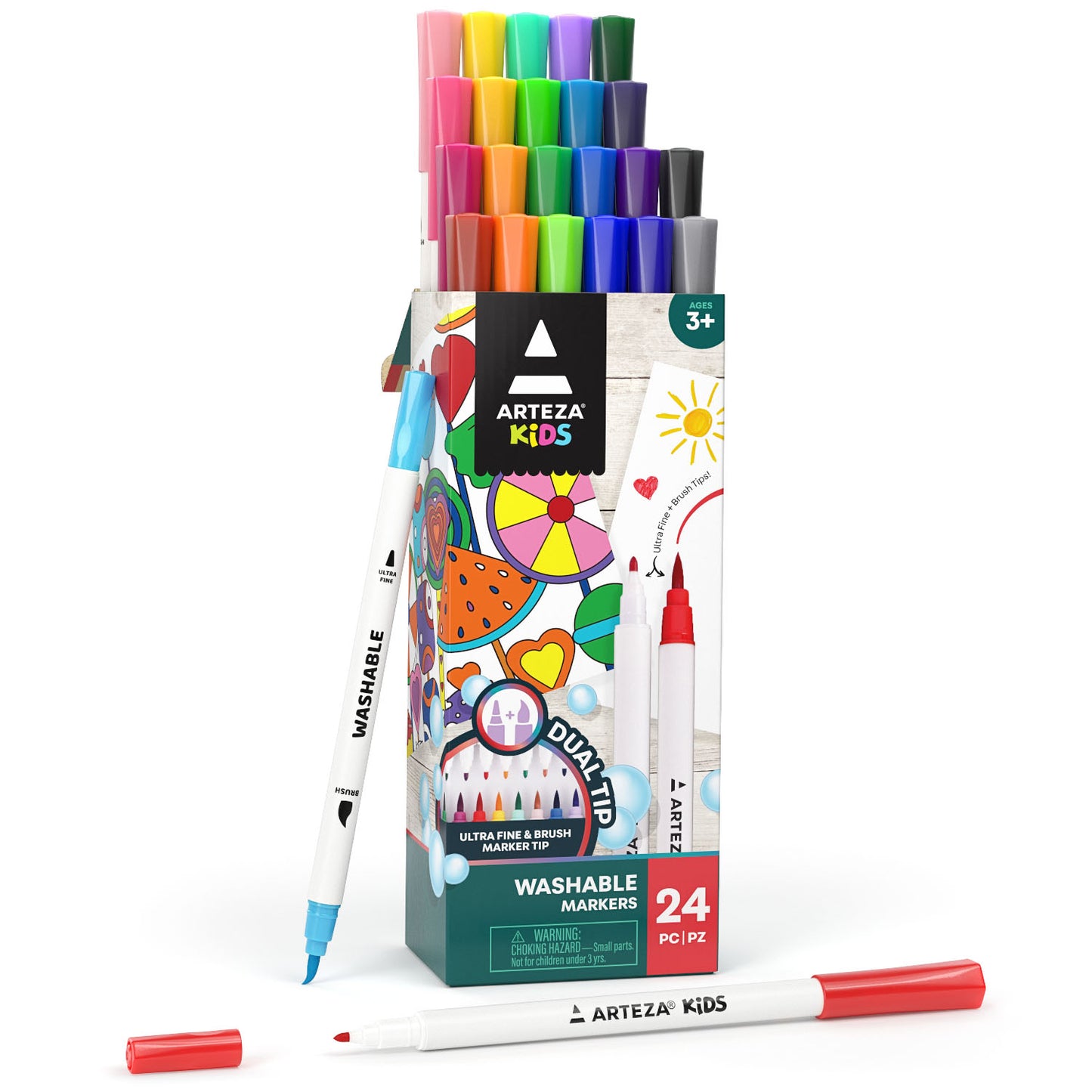 Arteza Dual Tip Sketch Markers Twimarkers Art Supply Set, Assorted Colors -  48 Pack : Target
