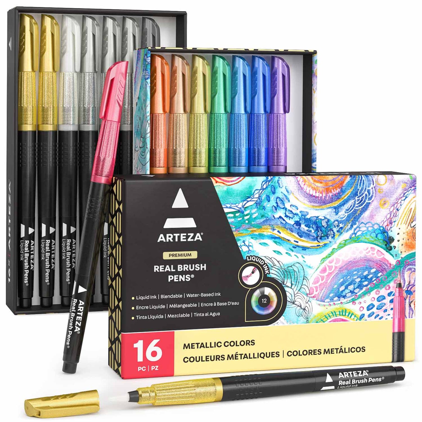Real Brush Pens® Metallic Liquid Ink - Set of 16