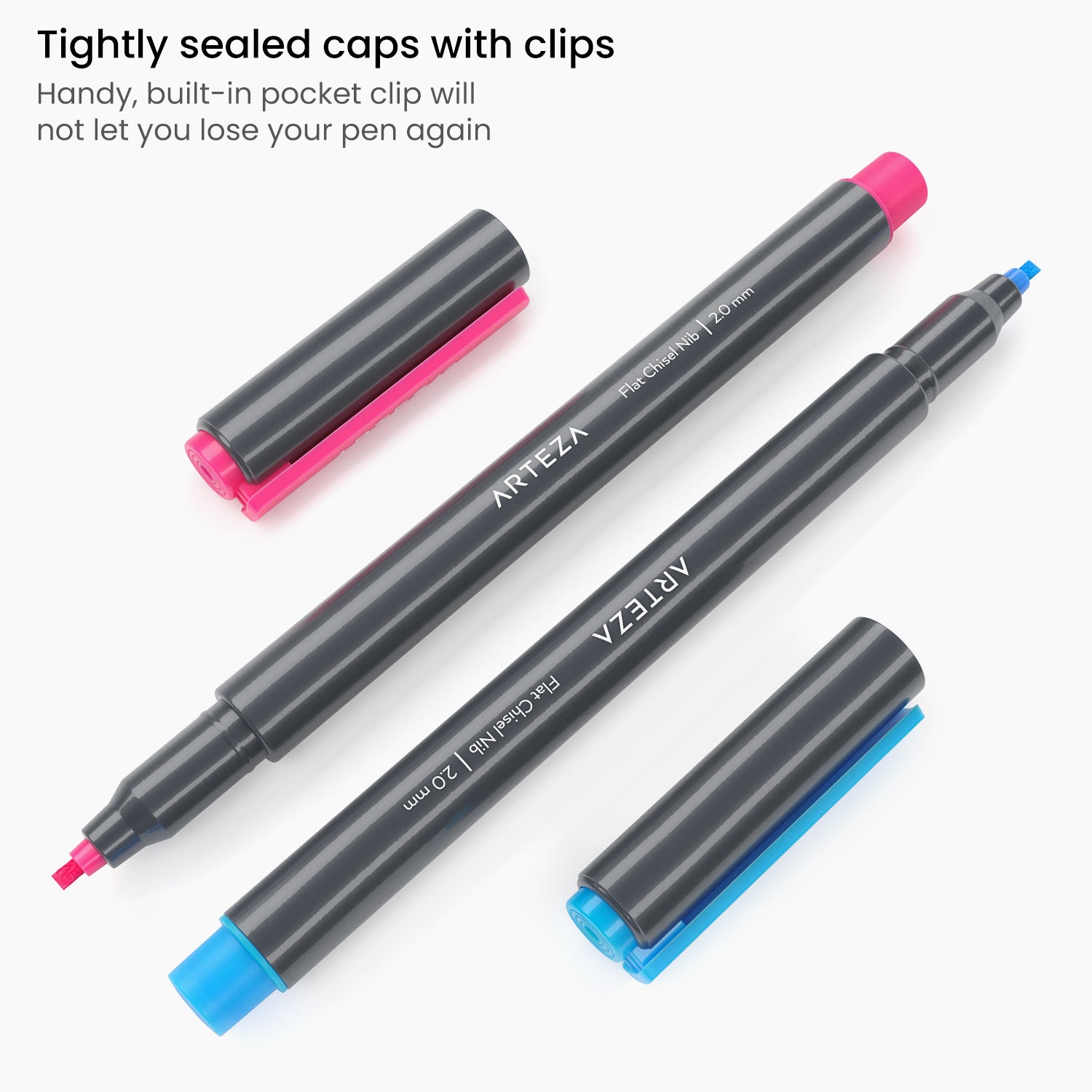 Calligraphy Pen, Assorted Colors, Flat Chisel Nib - Set of 12