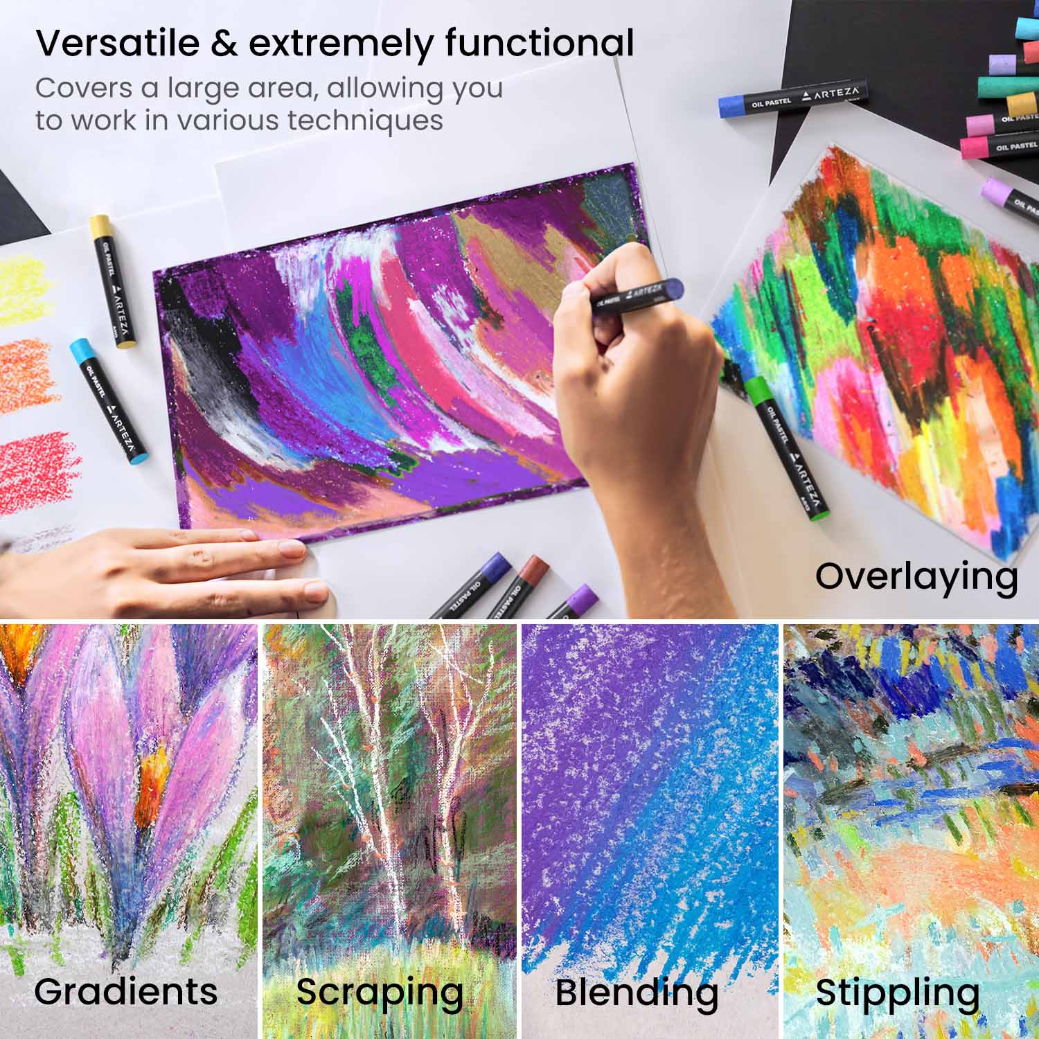 Collection Childrens Drawings Oil Pastels By Stock Illustration