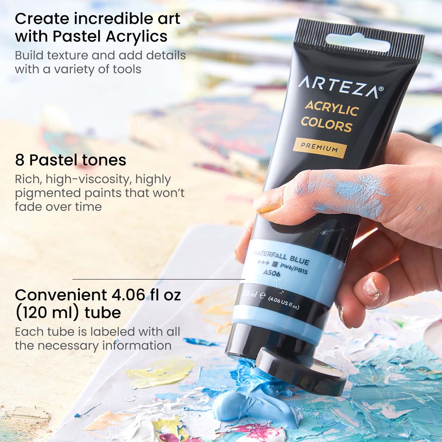 Information about the Acrylic Paint Pastel Colors 4oz Tubes  8 Count