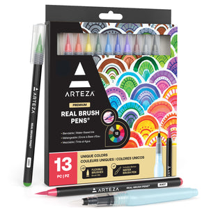 Real Brush Pens , Pastel - Set of 12 | Arteza
