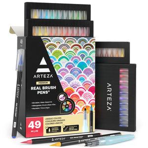  ARTEZA Gouache and Wood Slices Bundle, Painting Art Supplies  for Artist, Hobby Painters & Beginners