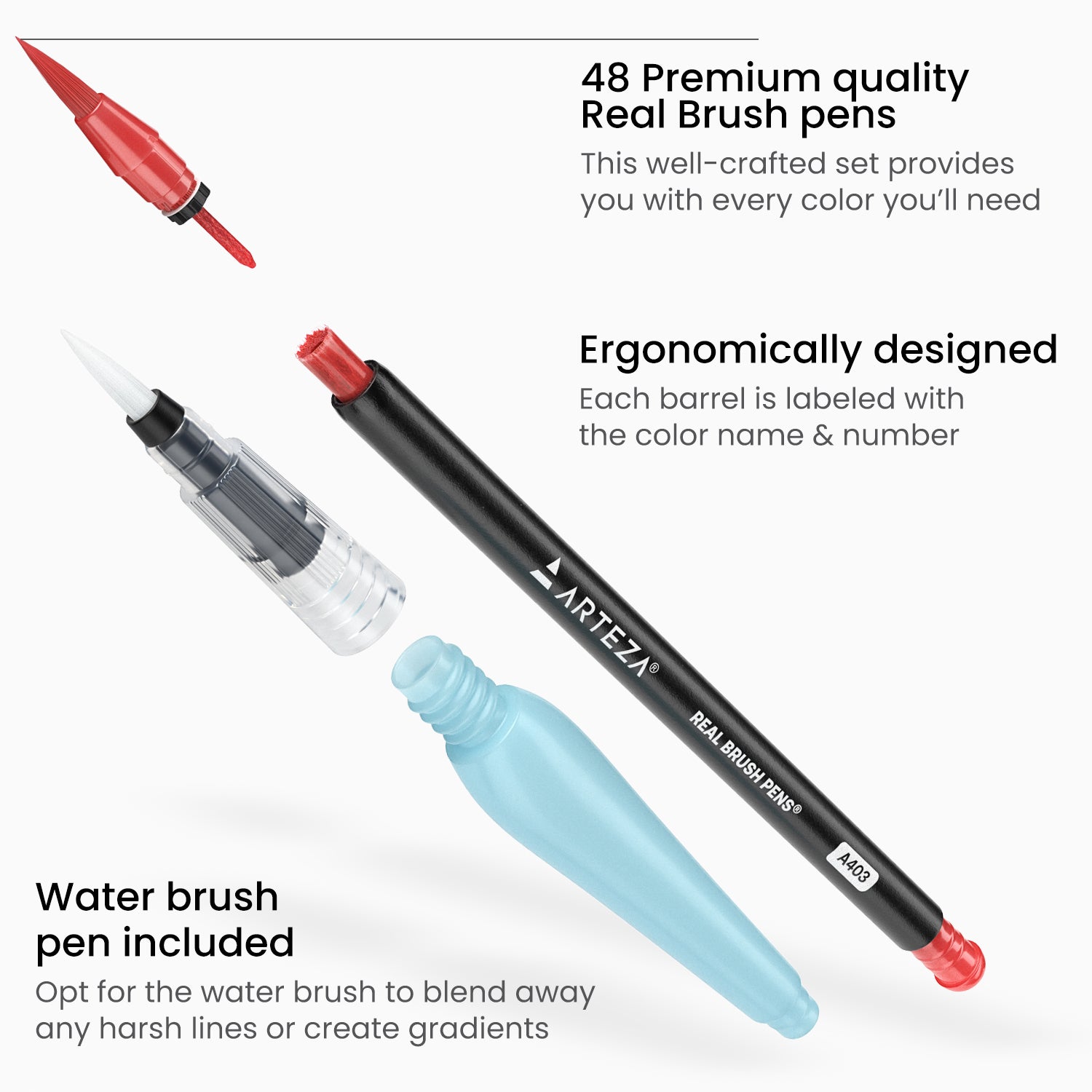 6/7/9/12Pcs Water Brush Pens Set Broad & Detailed Tiny Tip Nylon