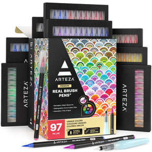 Shuttle Art Dual Tip Brush Pens Art Markers, 70 Colors Fine and Brush Dual Tip Markers Set in Portable Case with 1 Coloring Book for Kids Adult Artist