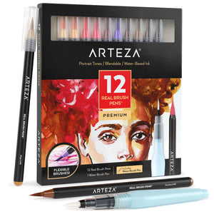 Arteza Real Brush Pens, 48 Colors for Watercolor Painting with Flexible  Nylon 851309007418