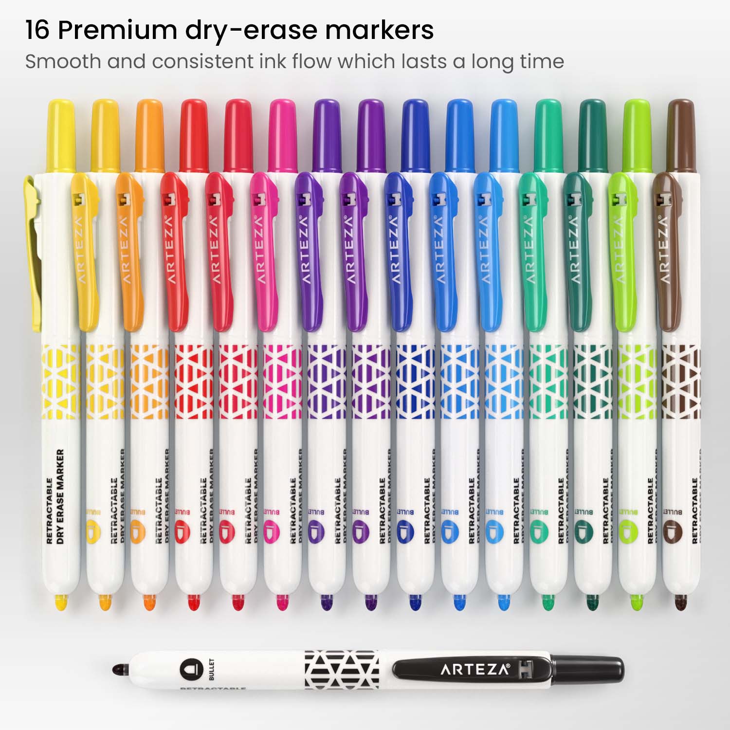 Pen + Gear Retractable Low-Odor Dry Erase Markers, Fine Tip Erasable Marker, Assorted Colors, 16 Count, Size: 10*3.7*16.8