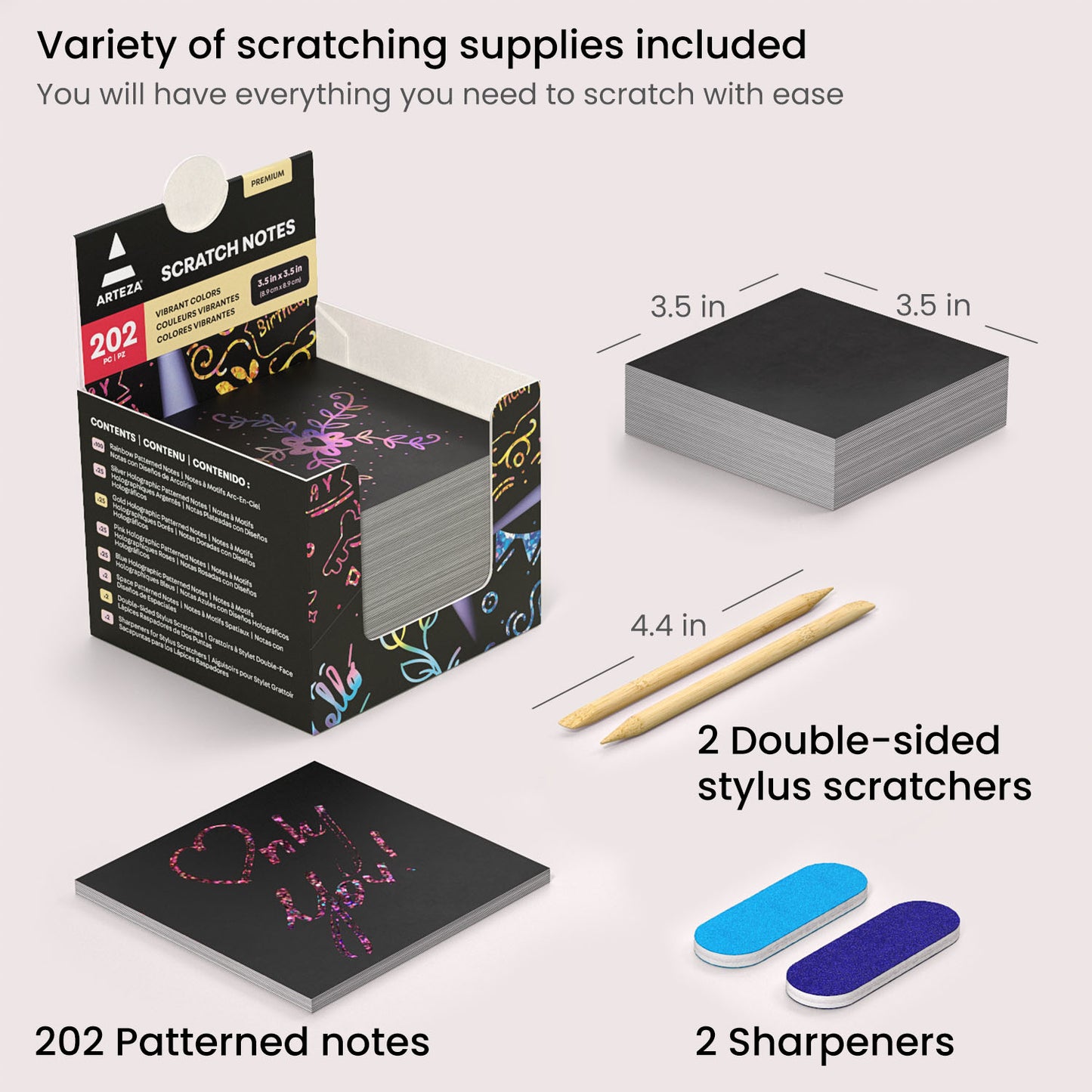 Scratch Paper Notes, Rainbow & Holographic - Set of 202