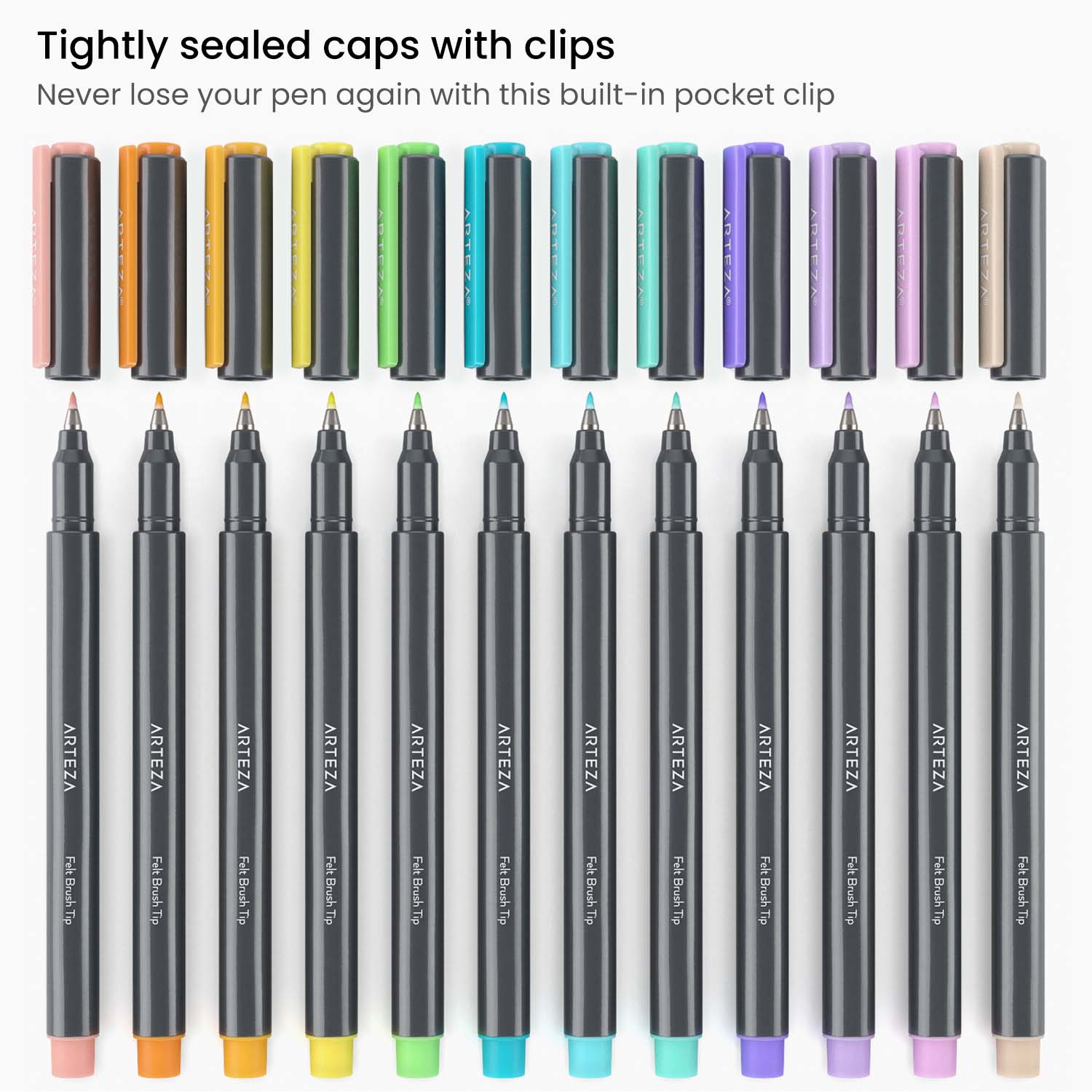 Arteza Set Of Black Felt Brush Tip Pens - 12 Pack : Target