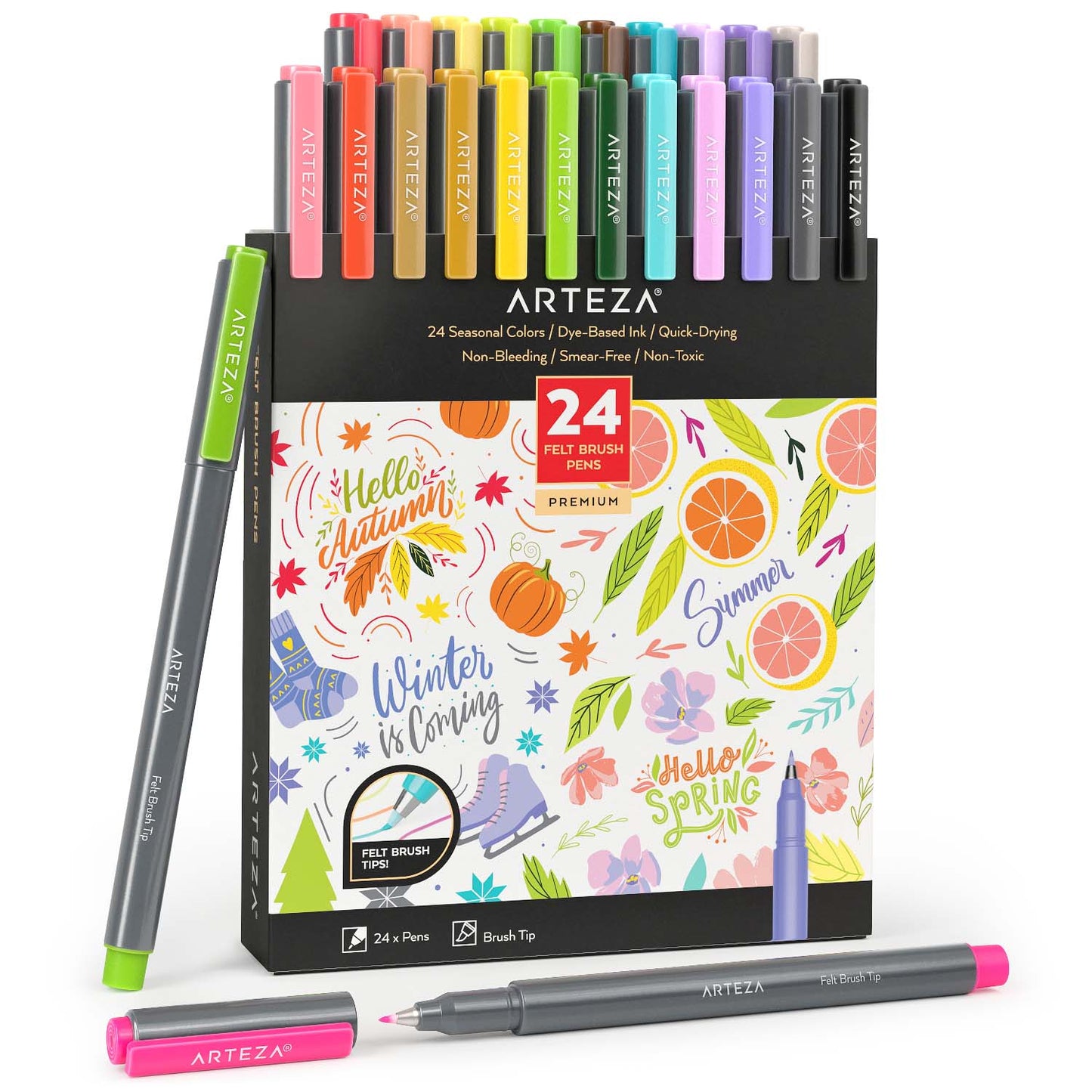 Felt Brush Pens, Seasonal Colors - Set of 24
