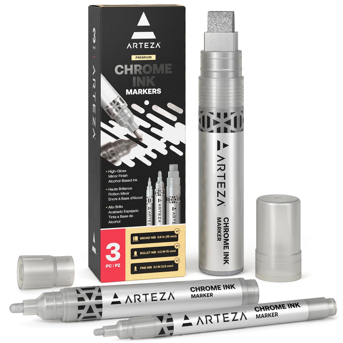 Arteza Oil-Based Bullet-Nib Markers, 001 Titanium White - 12 Piece